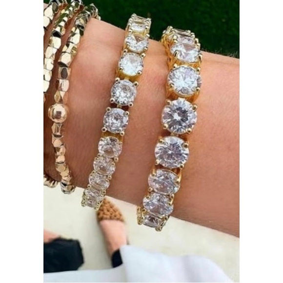 Park Lane Impresion Womens Clear Gold and Crystal Tennis Bracelet - Picture 3 of 3